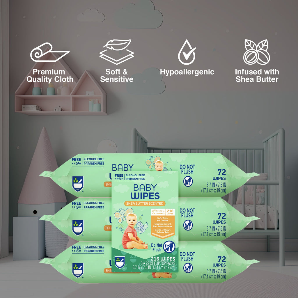 Baby Wipes with Aloe Vera & Shea Butter – 6 Pack (1296 Wipes Total)