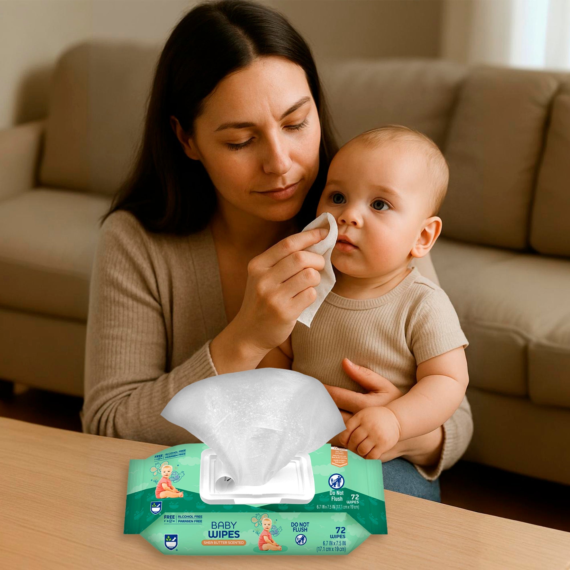 Baby Wipes with Aloe Vera & Shea Butter – 6 Pack (1296 Wipes Total)