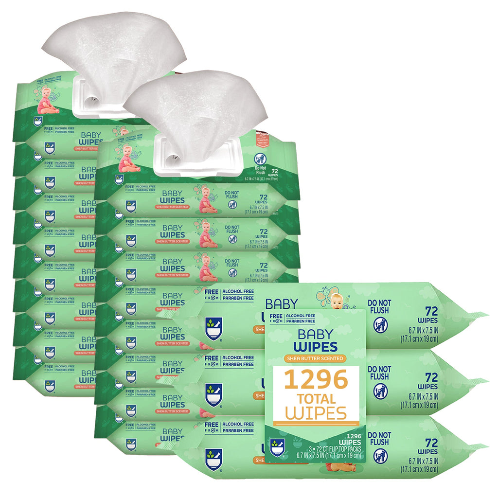 Baby Wipes with Aloe Vera & Shea Butter – 6 Pack (1296 Wipes Total)