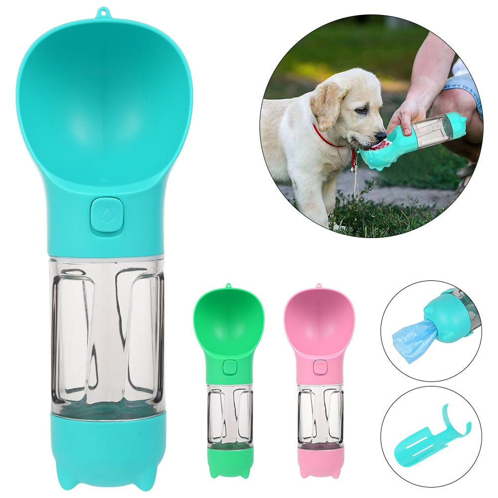 300ML Portable Pet Water Bottle with Poop Shovel Garbage Bags Travel Outdoor Dog Cats Feeders Sport Drinking Water Bottles